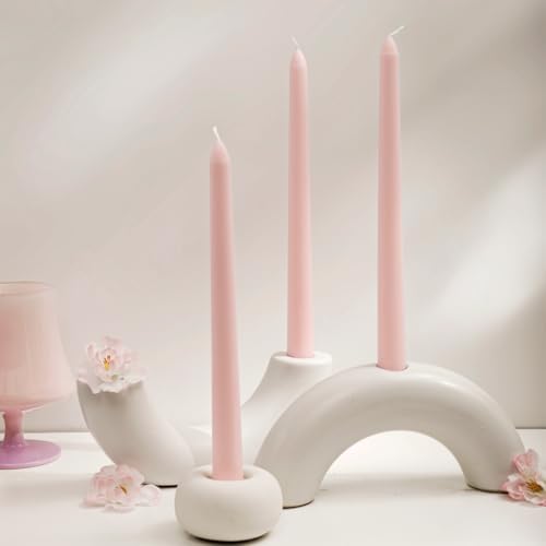 Baby Pink Blush Taper Candles 10'' Non Toxic Candle Sticks Set of 8 | Rose Scented Natural Soy Wax Candlesticks for Home Decorations, Tapered Candles for Wedding House Warming Gifts - Image 2