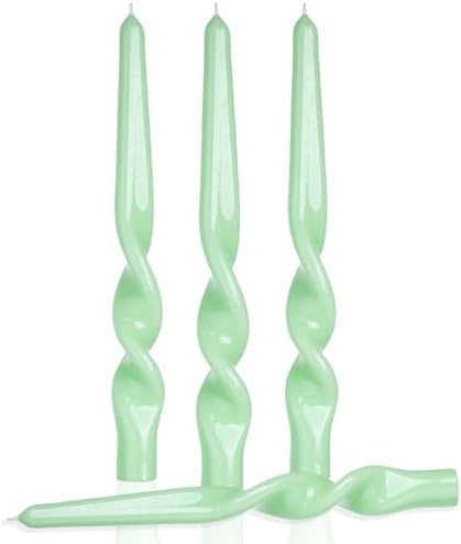 MAITREYA Green Spiral Taper Candles - Set of 4, 10 Inch (Baby Green) by MAITREYA