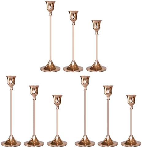 Candlestick Holders Rose Gold, 9 Packs Taper Candle Holder for Candlesticks, Candle Sticks Holder Decor for Home Decor by Showin