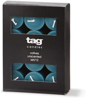 tag Color Studio Votive Candles Set of 12 Teal Smokeless Paraffin Wax Burn Time 5 Hrs. Votive Blue - Image 2