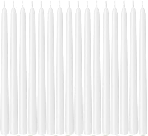 WPONSZU 16 Pack White Taper Candles, 7-8 Hours Burn Time, Unscented, Smokeless and Dripless, 4/5 x 10 Inch for Christmas,Household,Dinner,Wedding,Valentine's Day,Party and Home Décor Candlesticks - Image 2