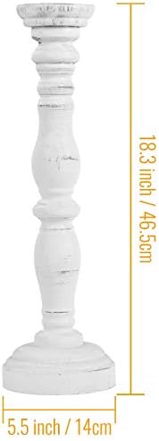 White Rustic Candle Holders for Pillar Candles,18-Inch Vintage Wooden Candle Holders Pillar,Candle Holder for Candlesticks,Farmhouse Style Accent Decor,Gift for Home (1Piece, 5.5" x 5.5" x 18.3") - Image 4