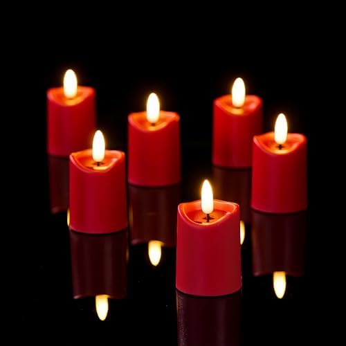 Simplelight Red Flameless Votive Candles with Timer, Set of 6 - Image 5