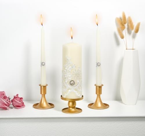 Unity Candle Holder - Gold Unity Candle Holders for Weddings, Metal Gold Unity Candlestick Holder Set of 3, Decorative Unity Candle Stand for Wedding Ceremony Table Centerpiece Decoration Gift - Image 7