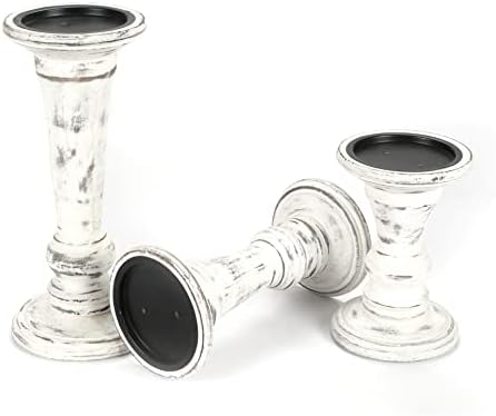 Homebia Design Antique White Wooden Candle Holder Set of 3 – 10, 8, 6 Inch - Image 7