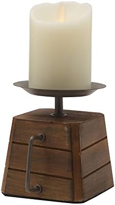 Elements 5.31x4.33x5.31 Inch Wood and Metal Handled Pillar Holder - Image 6