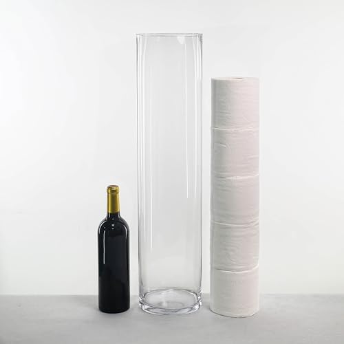 CYS EXCEL Cylinder Clear Glass Vase (H:26" D:6") | Multiple Size Choices Glass Flower Vase Centerpieces | Hurricane Floating Candle Holder Vase - Image 3