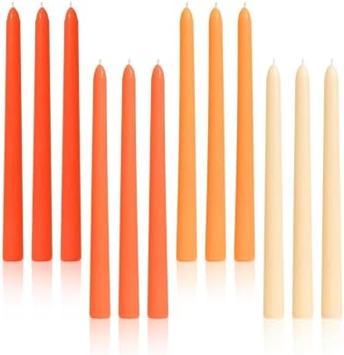 Viyffo 10 Inch Taper Candles-12 Pack Orange, Unscented, Smokeless 8 Hour by Viyffo