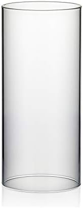 WGVI Hurricane Candle Holder Sleeve, Wide 3.5", Height 8", Clear Glass Cylinder Candleholder, Chimney Tube, Open Ended Candle Shade, 12 Pieces Bulk by WGVInternational-OpusGlassware