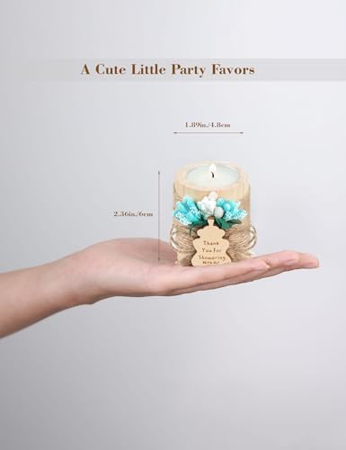 10 Pieces Handmade Wooden Milk Bottle Tea Candle Holder, Baby Birthday Party Favors | Gender Reveal Guest Favors with Personalized Tags, Baby Boy Gender Reveal (Light-blue) - Image 5