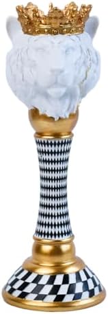 Checkered Animal Candle Holders, Resin Black White Checkered Tiger Head Candlestick Holders, Cute Black-and-White Pillar Candle Stand Home Decorations (Tiger) by ASLASL