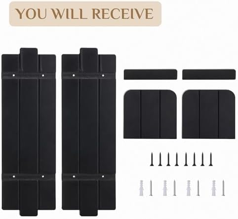 Large Black Wood Wall Candle Sconces: 19.7" Floating Shelf Design - Image 7