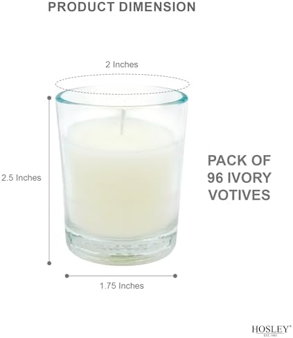 Hosley's 96 Pack of Ivory Unscented Clear Glass Filled Votive Candles - Image 4