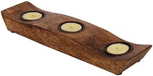 eTroves Wooden Tealight Candle Holder Set - Mango Wood Boat Tea Light Votive Candle Holders - Personalized Wood Tealight Holders for Rustic Wedding Birthday Anniversary Party - Image 2