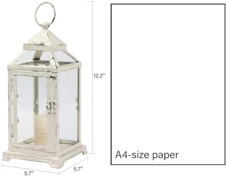 Rustic Metal Candle Holders 12" Tall, Distressed White - Image 2
