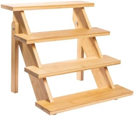 4-Tier Wood Cupcake Stand, Durable & Easy to Assemble Cupcake Holder, Collapsible Display Risers w/ Non-Slip Pads, Rustic Dessert Display Stands for Baby Shower Decorations, Vendor Fairs & More by Unknown