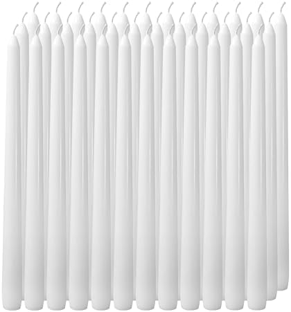 36 Pack White Taper Candles丨Taper Candles 10 Inch Dripless丨Unscented & Smokeless Candlesticks Bulk丨7-8 Hours Long Burning Tall Candles丨Ideal for Christmas Weddings Parties Dinner by Candlesee