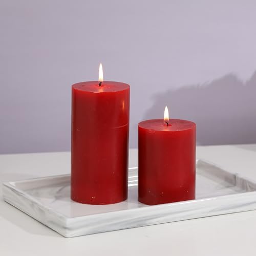 3x6 Inch Red Pillar Candles Set of 3 - Decorative Unscented Pillar Candle - Image 5