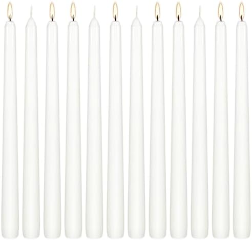 12Pack 10inch White Taper Candles-Dripless, Smokeless and Unscented-Long Burning for Home décor,Dinner Table,Halloween,Vigil,Advent - Image 5