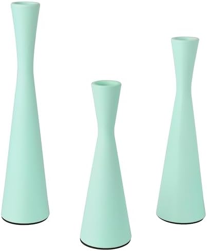 Vixdonos Taper Candle Holders Metal Candlestick Holders Set of 3 Table Mantel Decorative Candle Stand for Dinning,Party，Wedding,Home Decor(Light Green) by Vixdonos