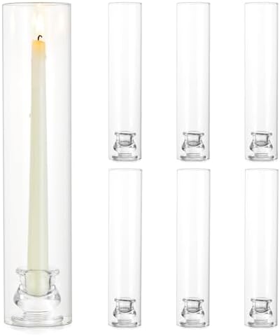 Hurricane Glass Candle Holders: 12" Tall Cylinder Cover Set of 6 by CreatedforWeddingsandHome