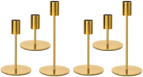 6 PCS Gold Candlestick Holders - Taper Candle Holders for Home Decor, Wedding, Dinning, Party, Anniversary by Anndason