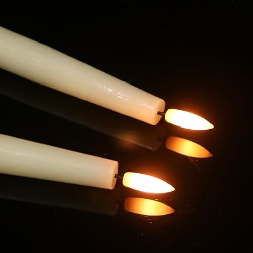 GenSwin LED Taper Candles, Flameless Taper Candles Battery Operated with Remote Timer, Set of 2 Real Wax White Flameless Candlesticks with 3D Flickering Flame for Home Wedding Decor (0.78” x 9.84”) - Image 4