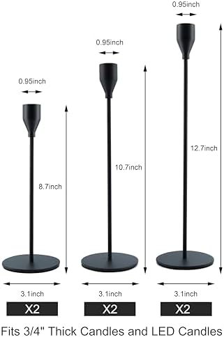 NLBTW Black Taper Candle Holders Set of 6, Metal Candlestick Holders for Table or Mantel Decor Centerpiece, Candle Stick Holder Decor for Wedding, Dinning, Party or Anniversary - Image 3