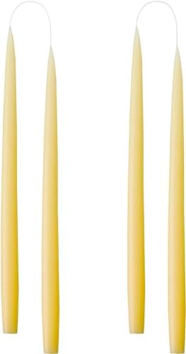 Kunstindustrien® Taper Candles, Set of 4, 13.8" – Made in Denmark, Long Burning Candles 15h, Unscented & Smokeless Candlesticks – Elegant Tall Candles for Weddings Dinners & Home Decor (Pastel Yellow) by KUNSTINDUSTRIEN