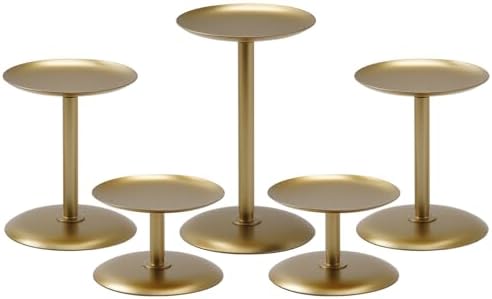 Homemory Fall Halloween Table Decor, Gold Metal Candle Holders Set of 5 by Homemory