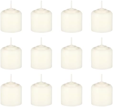 Mega Candles 12 pcs Unscented Off White Votive Candles, Hand Poured Wax Candle 10 Hour 1.38 Inch x 1.5 Inch, Home Décor, Wedding Receptions, Centerpieces, Occasions, Events, Festivities, Meditations by MEGA+CANDLES