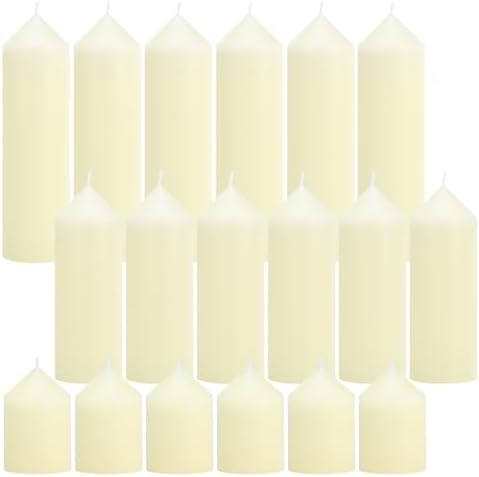Ivory Pillar Candles Bulk Set of 18，3 Different Lengths 2 x 3/6/8 Inch (6 Each)，Hurricane Candles，Dripless Unscented Smokeless，Gives You a Better Atmosphere When Organizing an Event Party. by Trxvxo