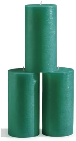 CANDWAX 3x6 Inch Green Pillar Candles Set of 3 - Large Unscented Dripless Green Candles, Rustic Decorative Style for Weddings, Special Events, Home Décor, Christmas Decorations by CANDWAX