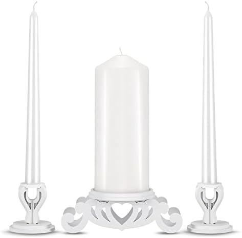 Wooden Unity Candle Holder Set, Wedding Ceremony Centerpiece Decor by Rozrety