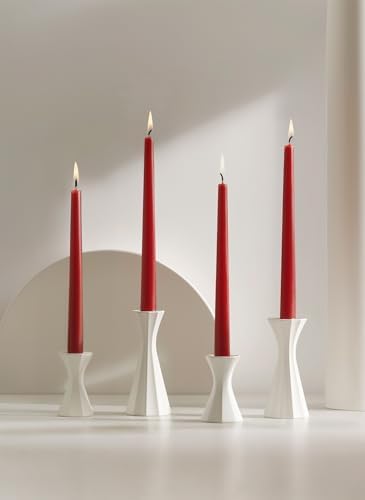 10" Classic Taper Candles, Red, 4-Pack, 7-8 Hours Long Burning, Unscented Tall Candlesticks - Image 5