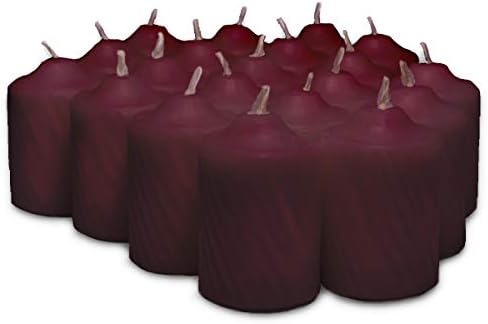Burgundy Mulberry Scented Votive Candles - 15 Hour Long Burn Time - Textured Finish - Box of 20 by GeneralWaxCandleCompany