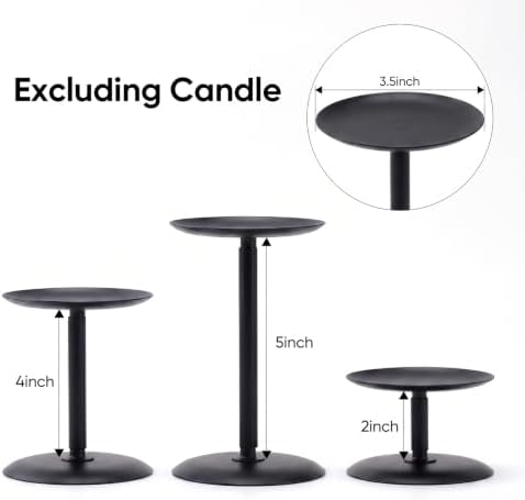 Homemory Fall Halloween Table Decor, Black Metal Candle Holders Set of 3 - Image 4