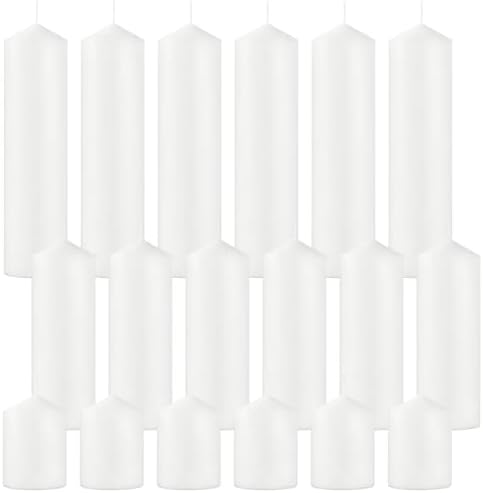 18-Pack White Pillar Candles Bulk Set, 2x3, 2x6, 2x8 Inch by CCXTNQS