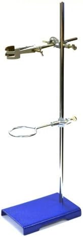 EISCO Chemical Resistant Steel Ring Stand Set - Lab Stand Support with Clamp - 8 Inch x 5 Inch Base, 24 Inch Rod - Use as Glass Funnel Stand or Test Tube Holder