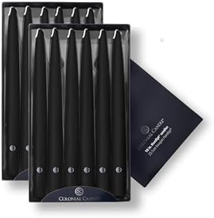 Colonial Candle Unscented Taper Candle, Handipt Collection, Black, 10 in, Pack of 12 - Up to 8 Hours Burn by ColonialCandle