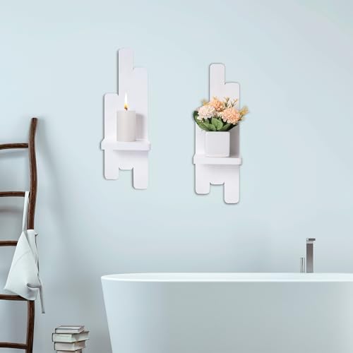 Yorkmills Wall Candle Sconces Set of Two, White Wall Sconce Candle Holder - Image 4
