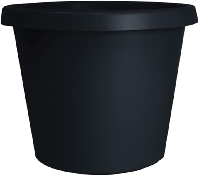 The HC Companies 20 Inch Round Prima Planter - Large Plastic Plant Pot with Rolled Rim for Indoor Outdoor Plants Flowers Herbs, Black