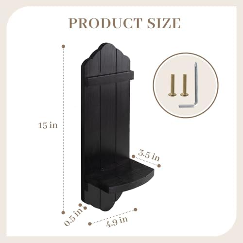 Rustic Black Wood Wall Candle Sconces Set of Two, Farmhouse Wooden Candle Holder Decor for Fireplace, Hallway, Living Room, Bedroom - Image 2