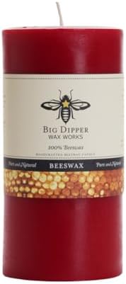 Big Dipper Wax Works 100% Beeswax Pillar Candle, 3 x 6 in, Red by BigDipperWaxWorks