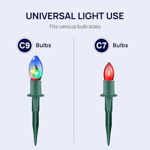 25 Pack 6 Inch Christmas Light Stakes for C7 C9 String Lights, Green - Image 3
