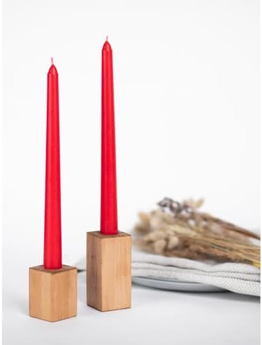 CANDWAX 8 inch Red Taper Candles Set of 12 - Dripless and Long Burning Candlesticks - Perfect as Taper Candlesticks for Dinner or Holiday Home Decor - Red Candle Sticks - Image 6