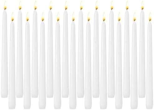 White Unscented Taper Candles for Home Decoration, 20 Pack 10 Inch Dripless Candlesticks for Dinner Party Wedding by Unknown
