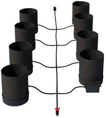 AutoPot 8 Pot GeoPot System with 3 Gallon Fabric Pots - Self-Watering, Gravity Fed Hydroponic System (8Pot with No Tank) Indoor, Black