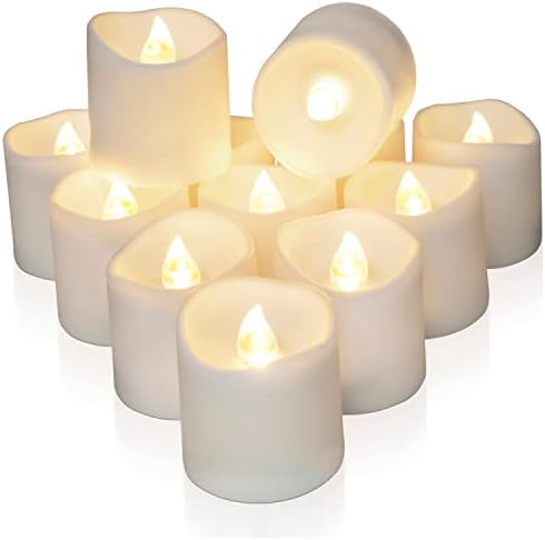 Homemory 6H Timer White Flameless LED Votive Tealights, 12 Pack by Homemory