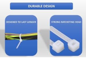 Kable Kontrol Cable Zip Ties Natural White 1000 Pcs 4 Inch, 18 Lbs Tensile Strength, Self-locking Natural Nylon Clear Plastic Wire Ties wraps for Indoor or Outdoor Use